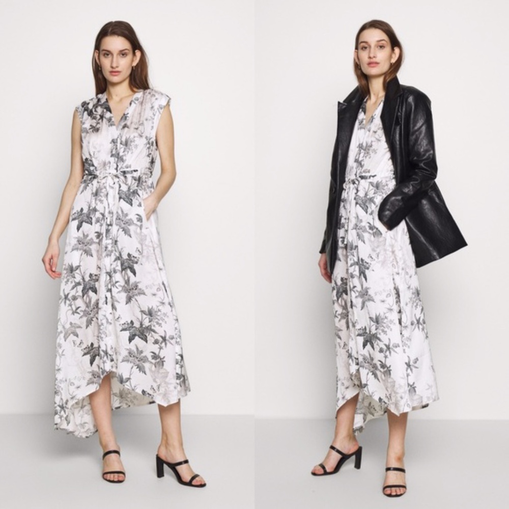 ALL SAINTS Tate Evolution Toile Satin Midi Dress XS